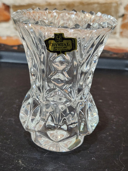 Vintage Mid Century Glass Crystal Yugoslavia Zajecar  Vase or toothpick holder vas67