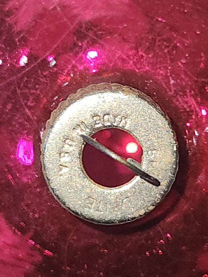 Vintage Shiny Brite Hot Pink Stenciled Church Glass Ornament GLOWS vo17