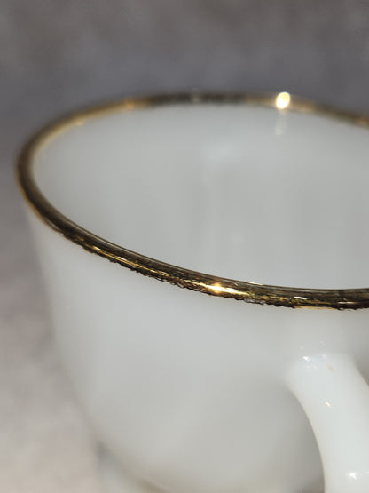 Vintage Fire King White Milk Glass Ribbed Swirl Tea Cup Oven Ware sugar bowl fk6