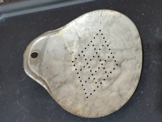 Antique primitive hand scoop milk skimmer tin hand scoop alu859