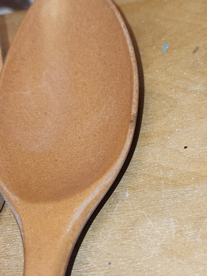 Vintage Fllingers Agatized Wood Salad Fork And Spoon Set Sheboygan Wisconsin kit56