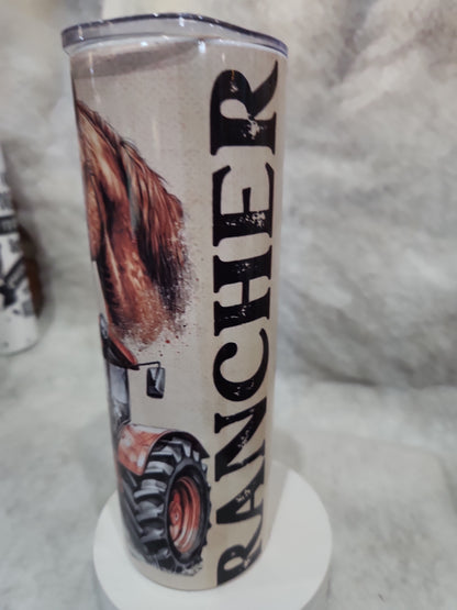 20 Oz Stainless Steel Insulated Tumbler Rancher, Horse, Cow, Chicken, Tractor imperfect tr5