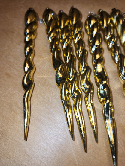 Vintage Plastic Icicle with Clips Set of 12 Icycle