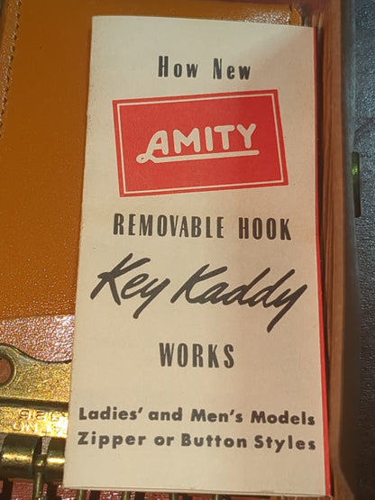 Vintage Amity brown cowhide genuine leather key wallet. New. Jh12