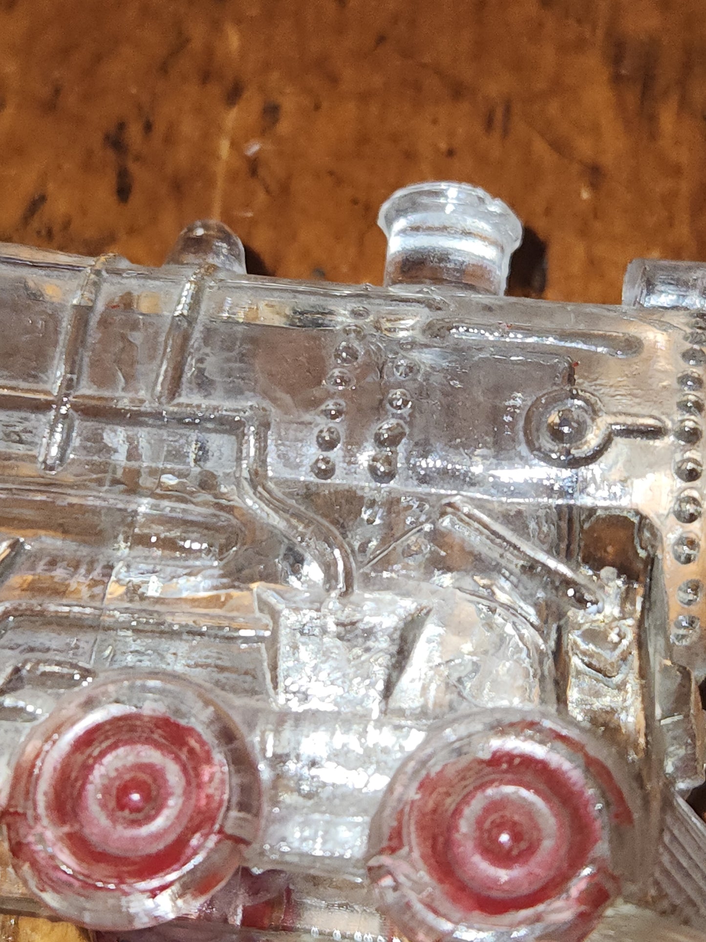 Vintage Antique Glass Locomotive Engine Candy Container Train Red Wheels V.G. & Co candy5
