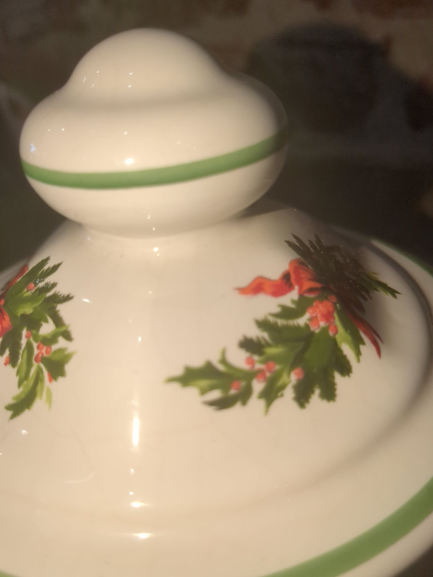 Pfaltzgraff Christmas Heritage Glass Storage Jar Square Canister with Lid USA pfa12