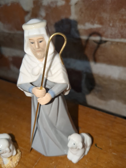 Vintage replacement piece for Hallmark ceramic 11 piece nativity set. Shepard and a sheep