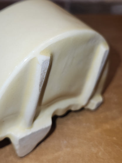 Vintage Pottery Planter Little Girl in Pink by a Fence Likely Shawnee Potter AS IS pl12