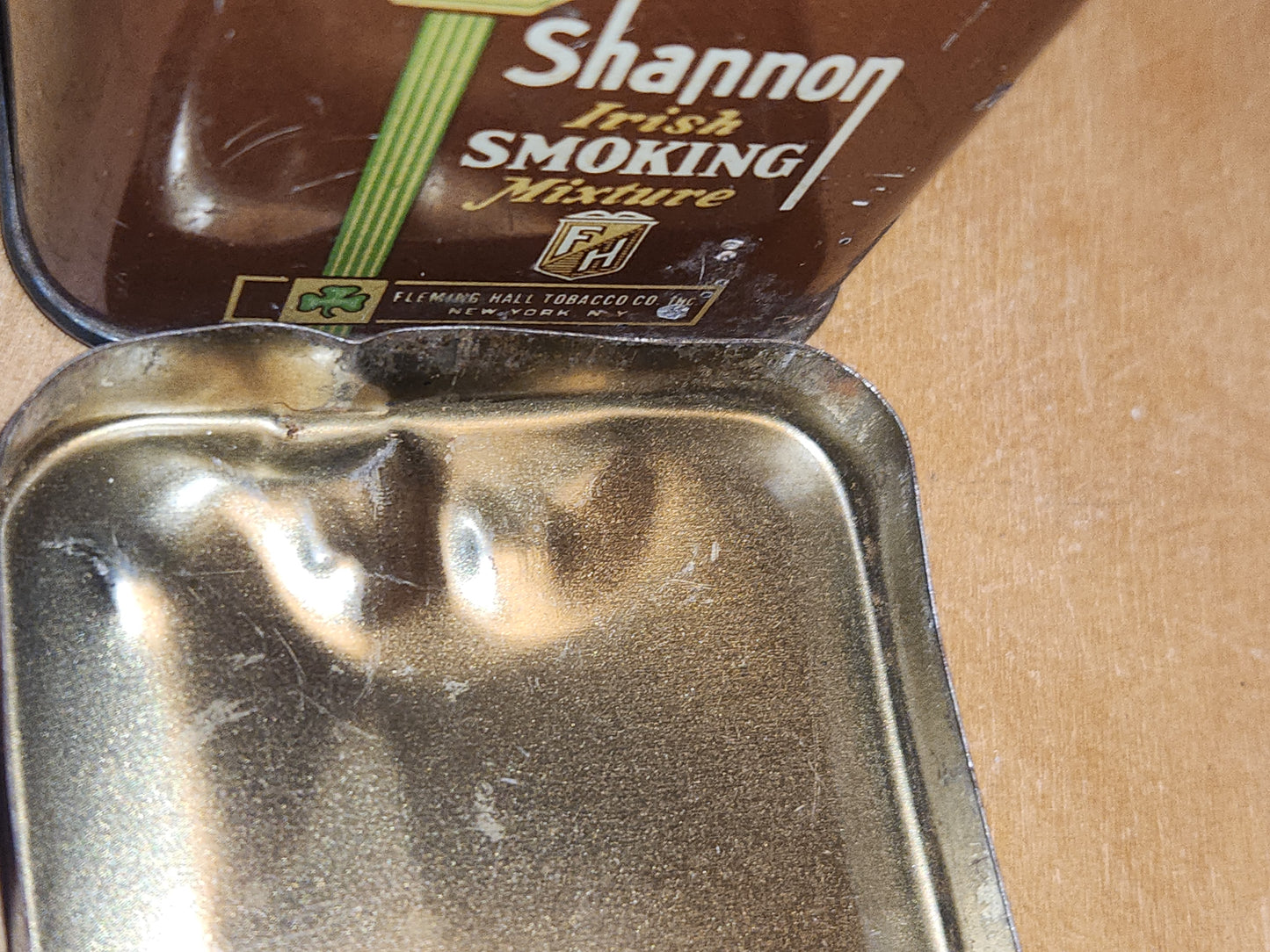 Vintage Shannon Irish Smoking Mixture Tin Fleming Hall Tobacco Co N.Y. USA EMPTY NO Contents tin87