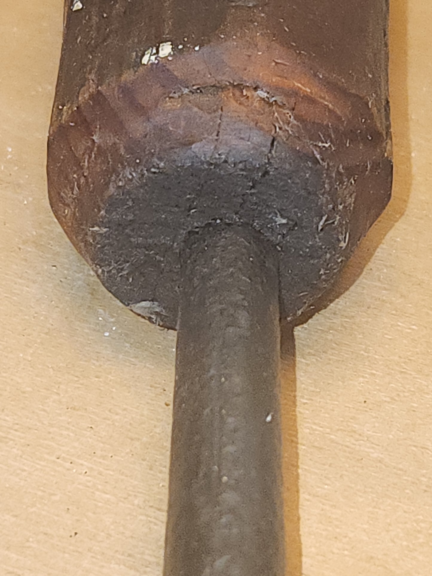 Antique Primitive Blacksmith Soldering Tool with Copper Steel Wood