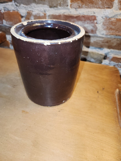 Antique Brown Glazed Stoneware Crock Jar cr5