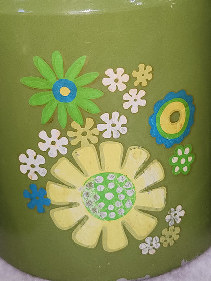 Vintage Kromex Floral Metal Canister Set 4 Avocado green. Can78