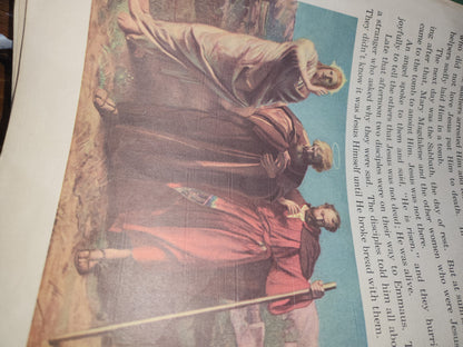 Vintage "The Story of Jesus" 2237 1939 Copyright Saalfield Publishing Co. USA Linen Large 12.5"