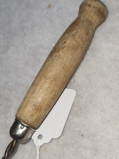 Vintage Plain Kitchen Tool Utensil Twisted Coiled Whisk Stainless Steel worn wooden handle ki68