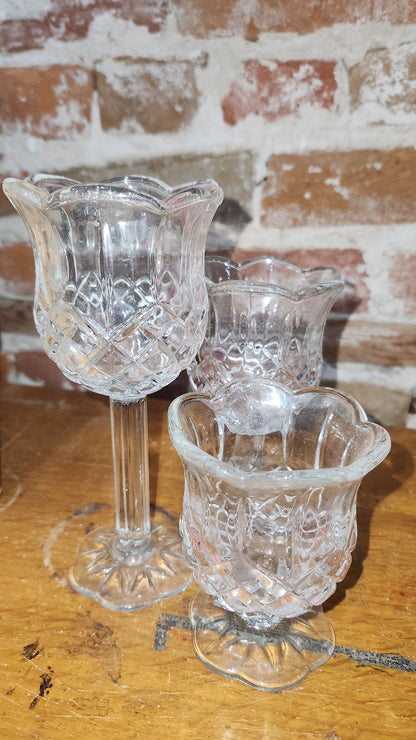Vintage Home Interior Gifts set of 3 cut glass candleholders hi5
