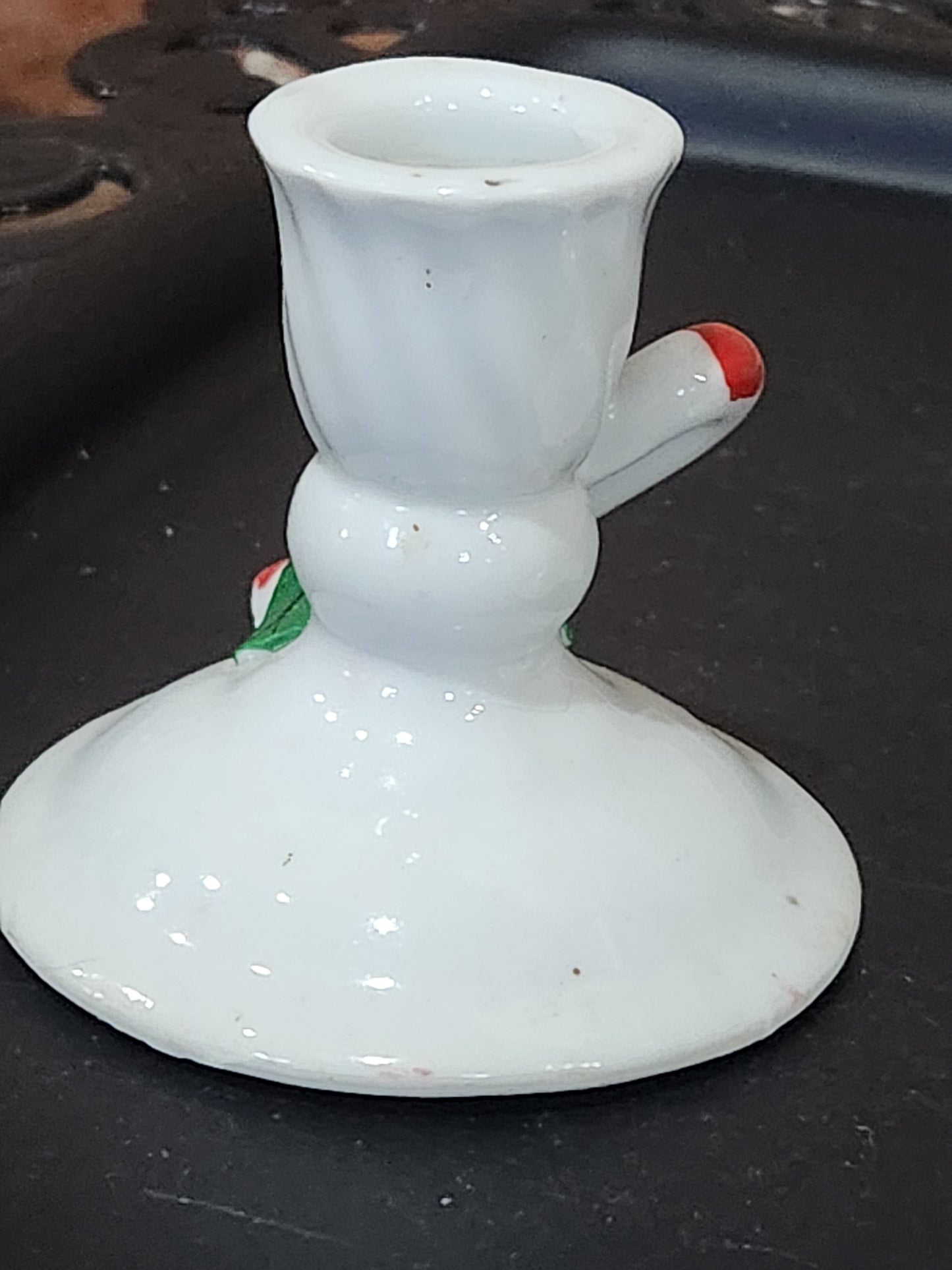 vintage ceramic candlesticks holders with candy canes. Ch3