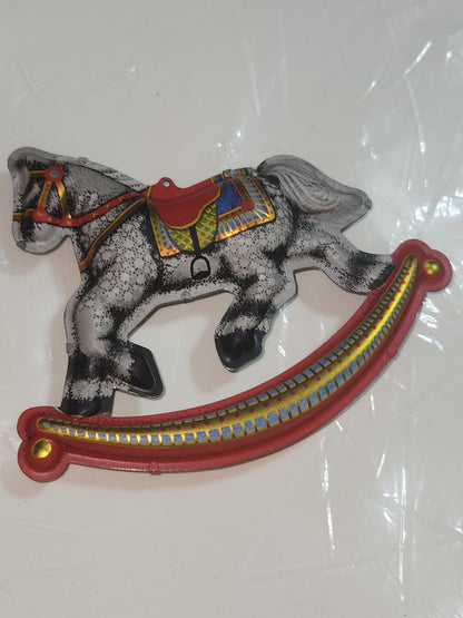 Vintage Hallmark Keepsake Ornanent Tin Rocking Horse 1983
