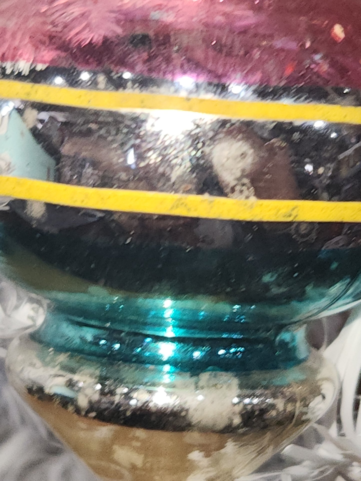 Vintage Premier Glass Christmas Ornament Lantern Silver Pink Teal Yellow vo24