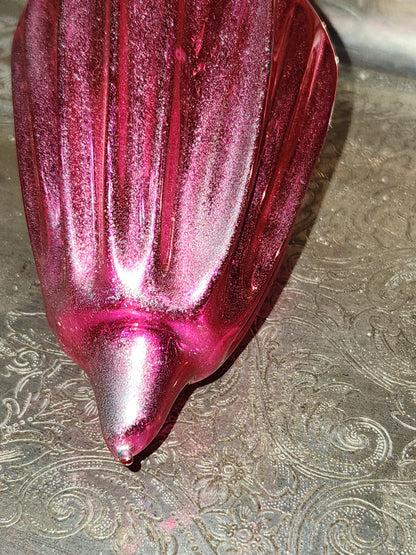 Vintage Shiny Brite Parachute Glass Ornament Hot Pink Made in USofA AS IS O1