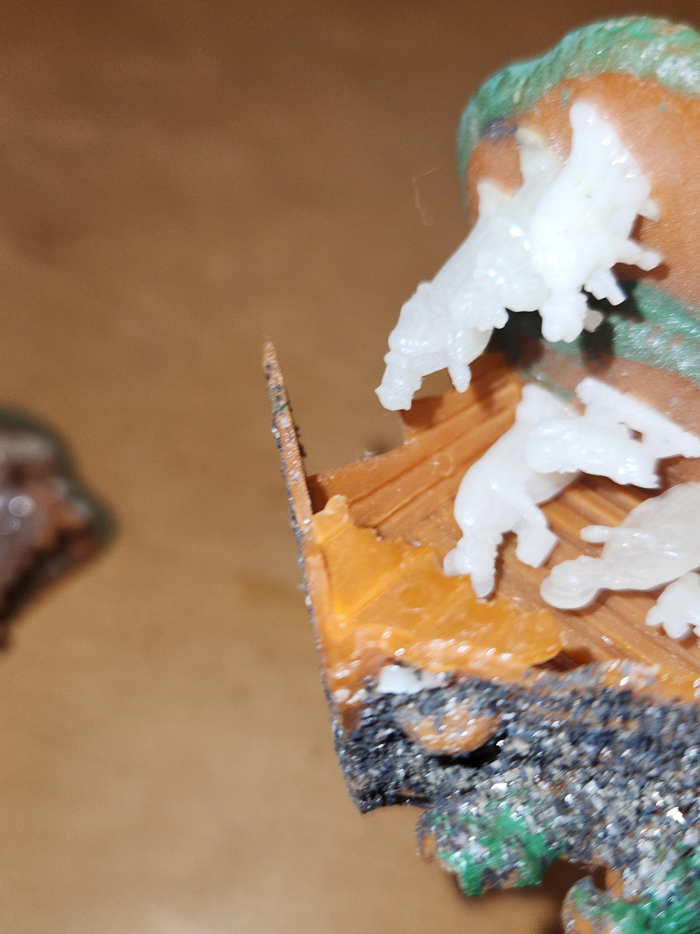 Vintage Set of Two miniature Plastic Celluloid Nativity Ornaments Made in Hong Kong Mica n11