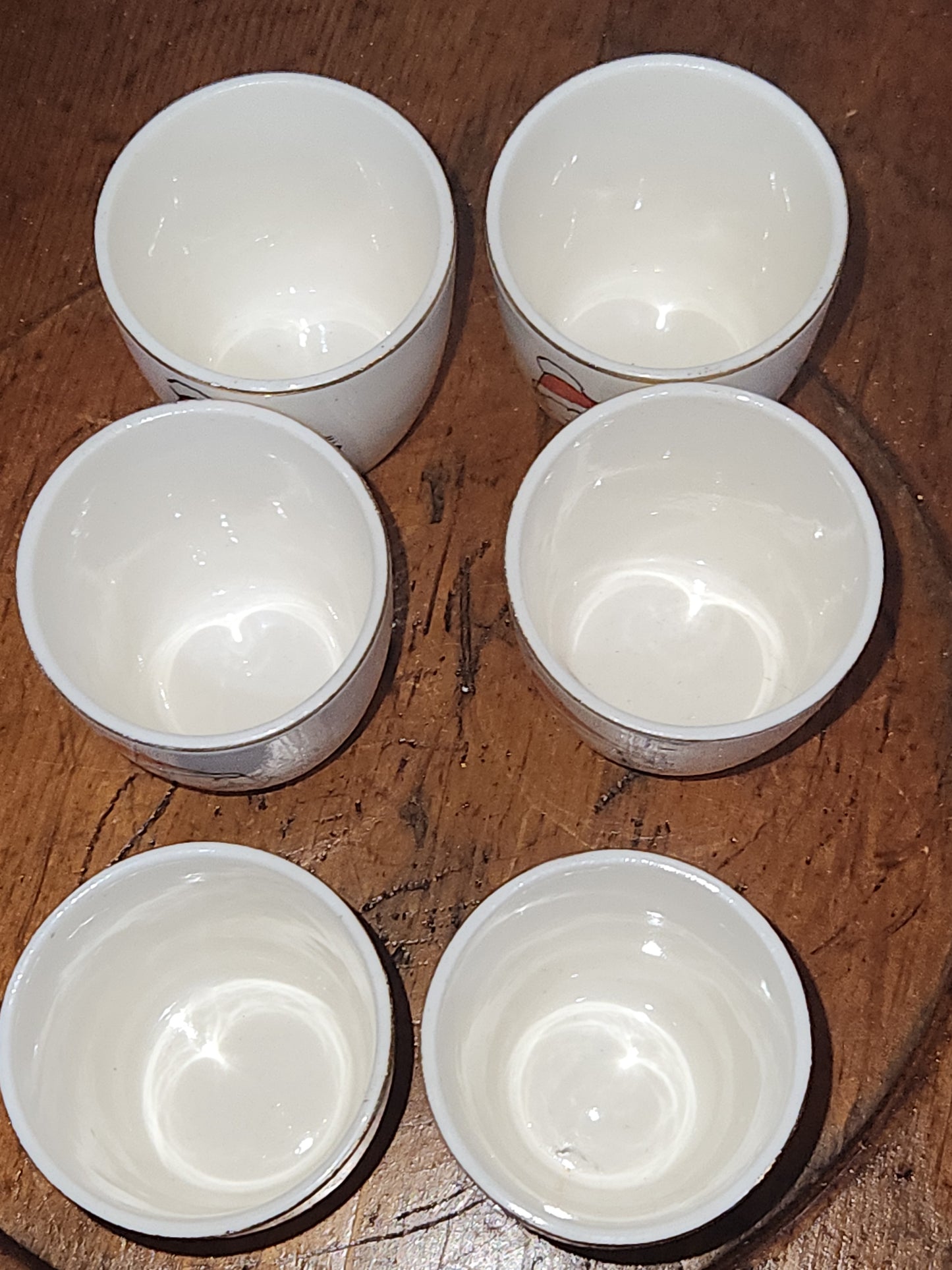 Vintage National Potteries Co. Porcelain Clown Shot Glasses set of 6 - Japan cu78