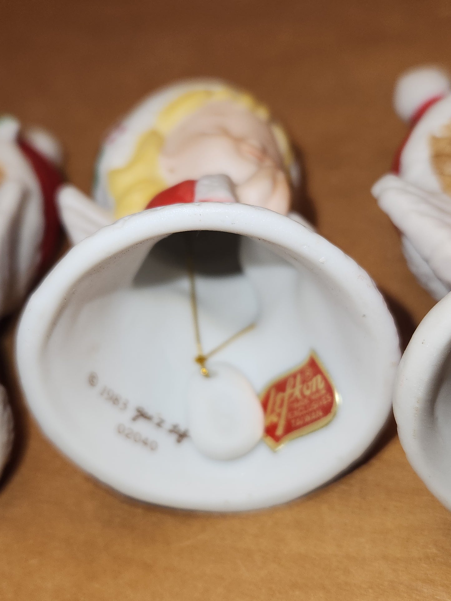 Vintage Lefton Petite Angel Girl Bell Figurines Set of 3. Praying Angel Signed.