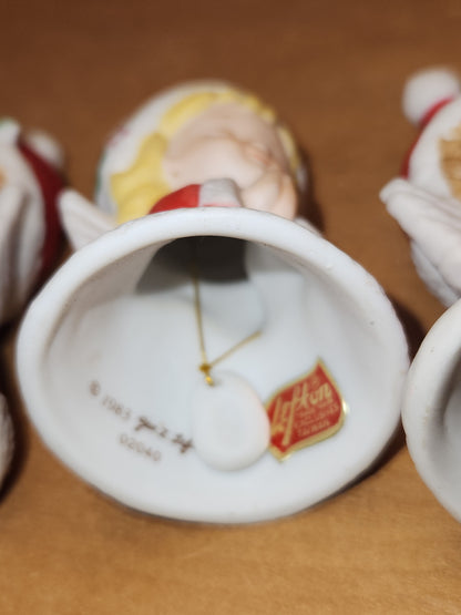 Vintage Lefton Petite Angel Girl Bell Figurines Set of 3. Praying Angel Signed.