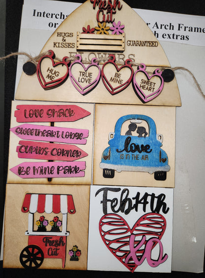 Valentine's day kit for interchangeable arch or rectangle frame. FRAME SOLD SEPARATELY