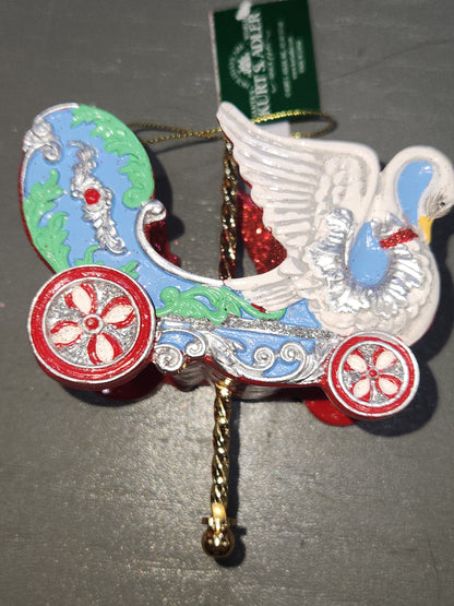 4" Resin Carousel Ornament Swan Chariot co4