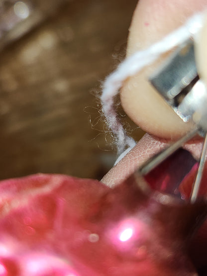 Vintage Antique Pinecone Hot Pink Bell Christmas Ornament Germany GLOWS vo2