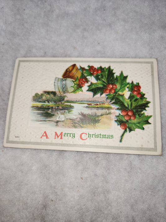Antique Vintage Embossed Postcard A Merry Christmas postmarked 1911
