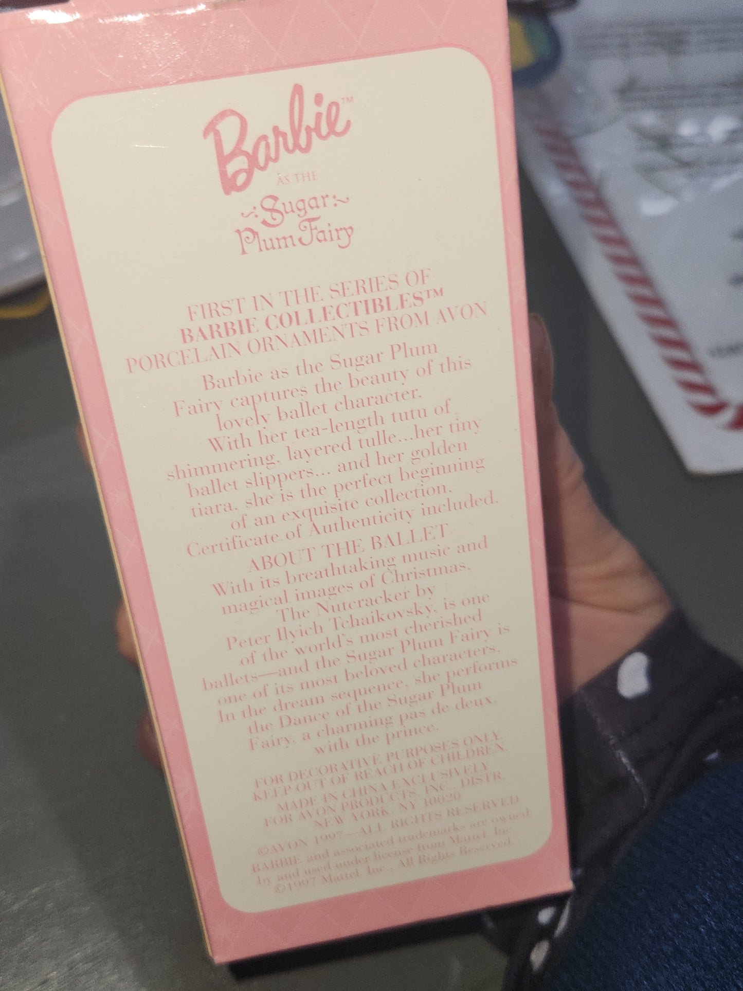 Avon Barbie as the Sugar Plum Fairy Ornament Porcelain Nutcracker Ballet 1997 NIB