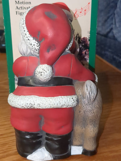 Motion Activated Season's Greeters Santa and Reindeer Figurine. s516