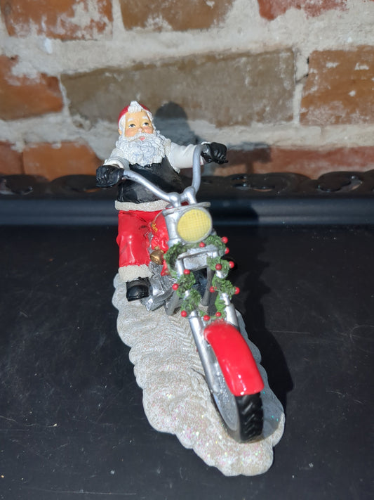 Christmas Limited Edition Rebel Without A Claus motorcycle Figurine "I'll Be Home for Christmas" by Hamilton r1