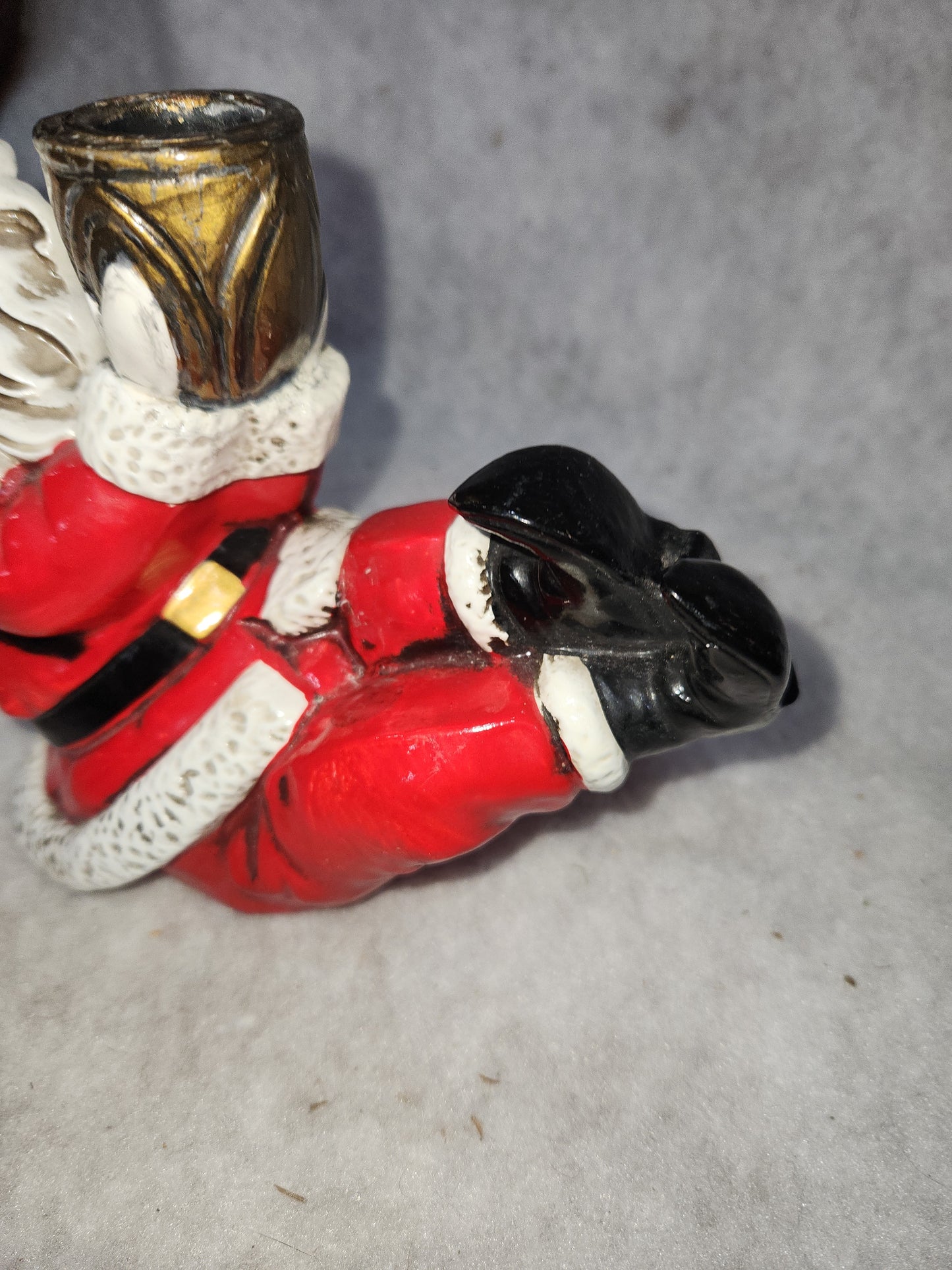 Vintage Paper Mache Santa Candle Holder Figures Japan Sticker JUST ONE sn89