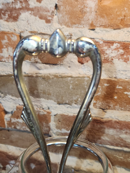 Kromex Three Cup Glass and Metal Condiments Lazy Susan kit21