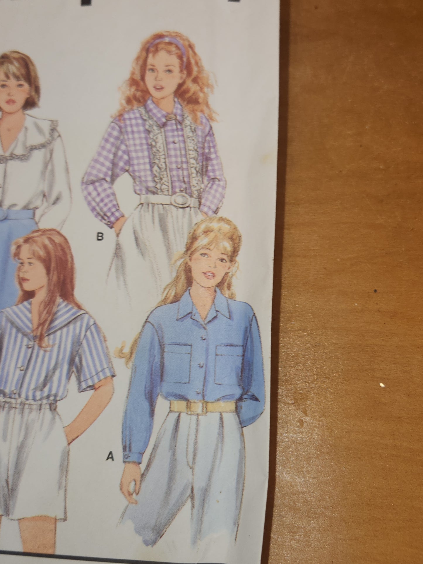 Simplicity Sewing Pattern #8628 Girls Button Front Shirt Size 7-10 UNCUT 1993 sp1