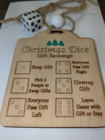 Wooden ornament Christmas dice game