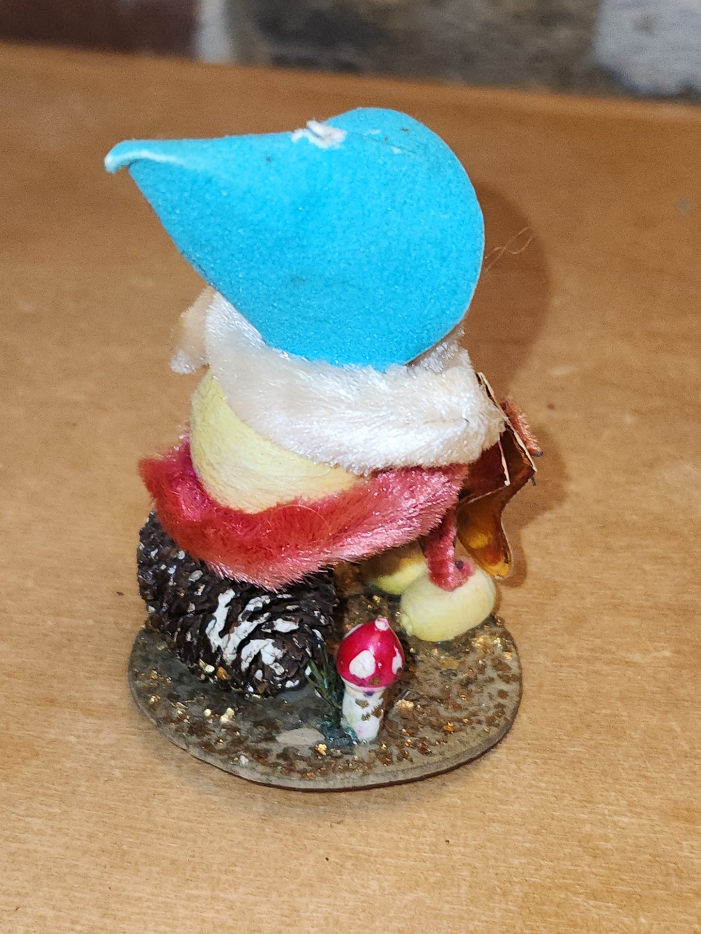 Vintage Spun Cotton Dwarf or Elf with Stockings Chinelle Pinecone and Mushroom Japan elf2