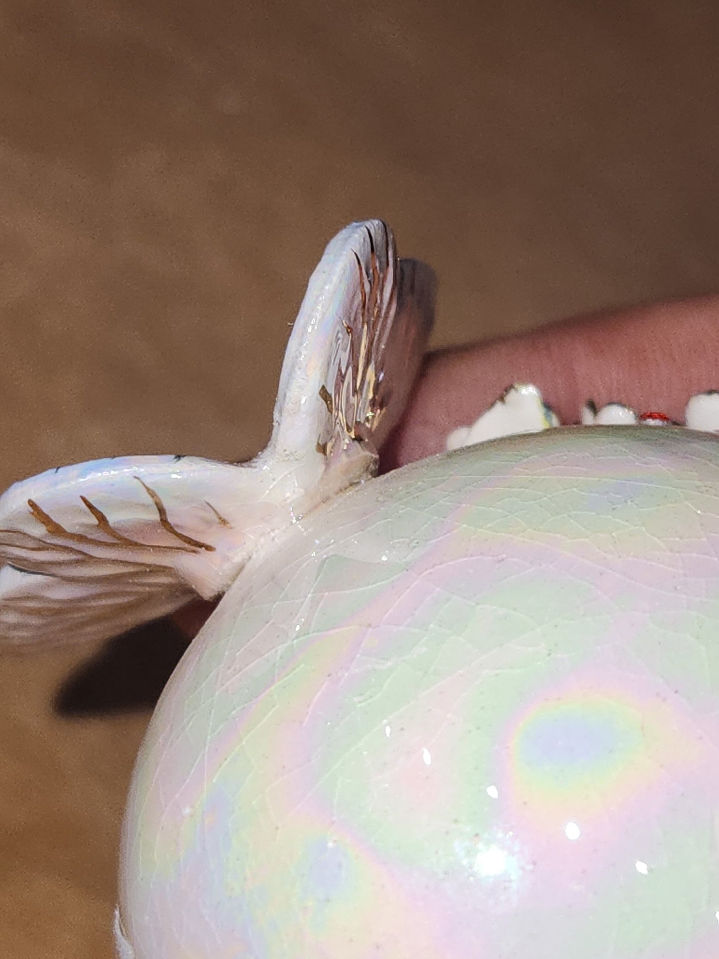 Vintage Porcelain Egg with 3D Butterfly, Flowers and Leaves Gold Accents. Eg6