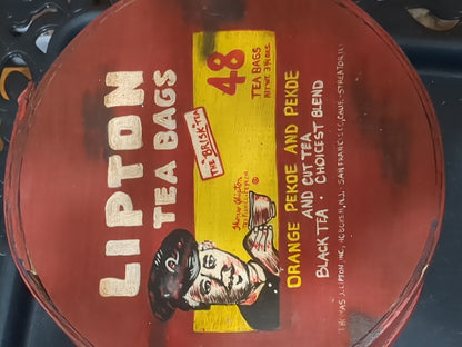Lipton wooden tea box cheese box hand painted  tin975