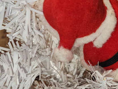 Vintage Waving Dancing Red Flocked Santa Claus Pic CHEEKS GLOW