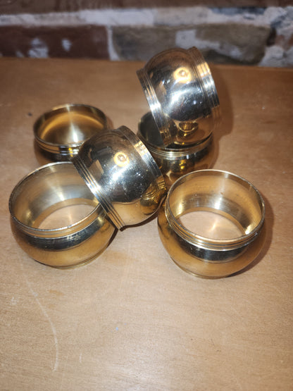 Vintage Brass Napkin Rings Smooth Set of 6 br01