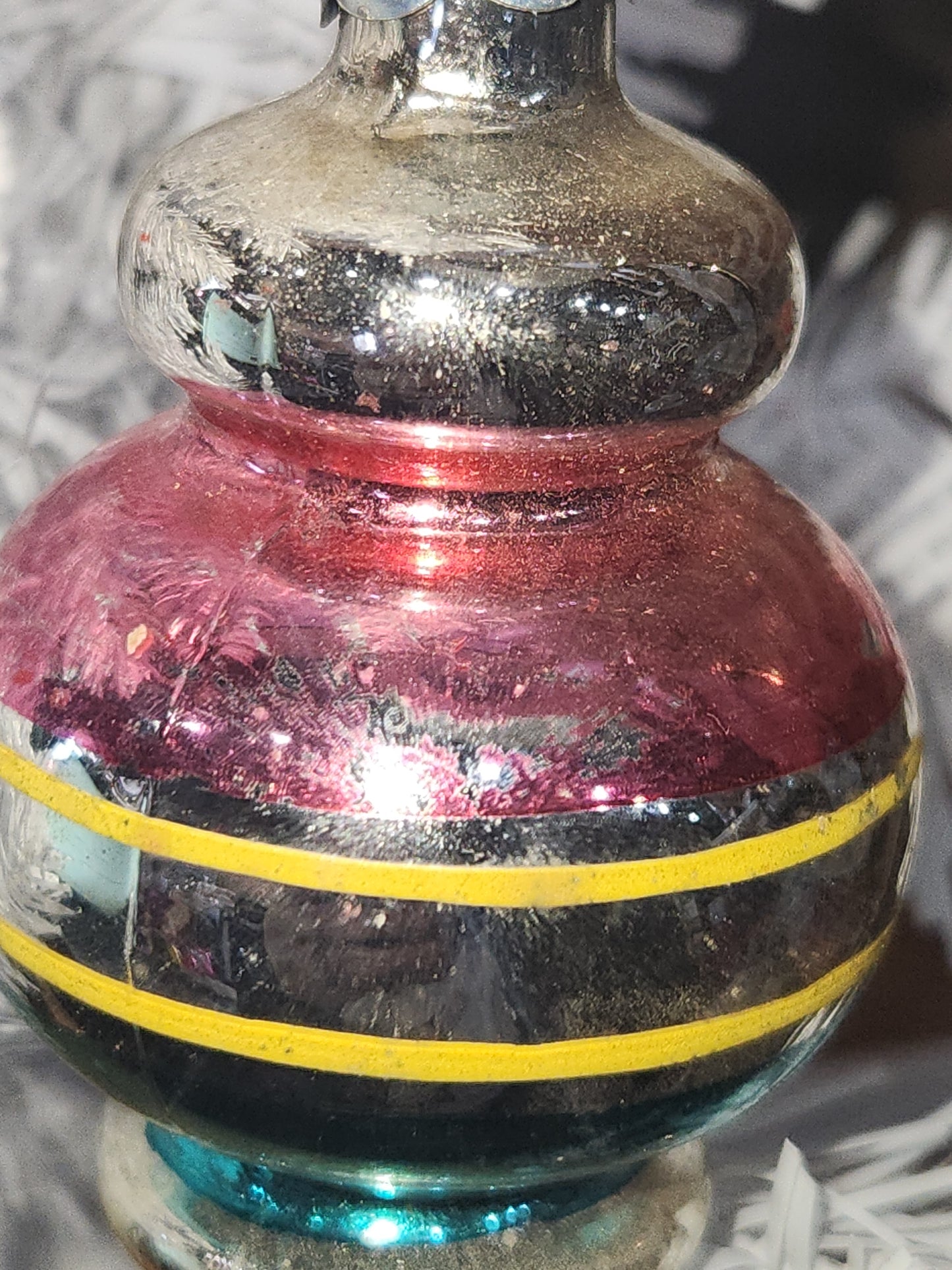 Vintage Premier Glass Christmas Ornament Lantern Silver Pink Teal Yellow vo24