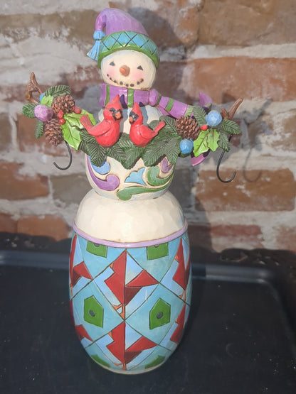 2013 Jim Shore Enesco A Winter's Home Snowman Branch Cardinals No.4035393