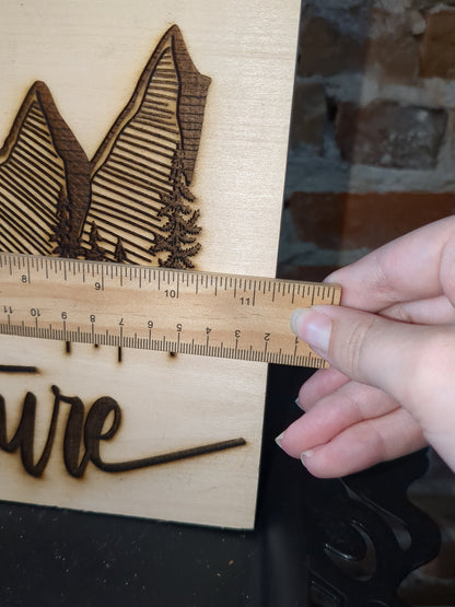 Live edge slab balsa wood Adventure laser engraved ew54