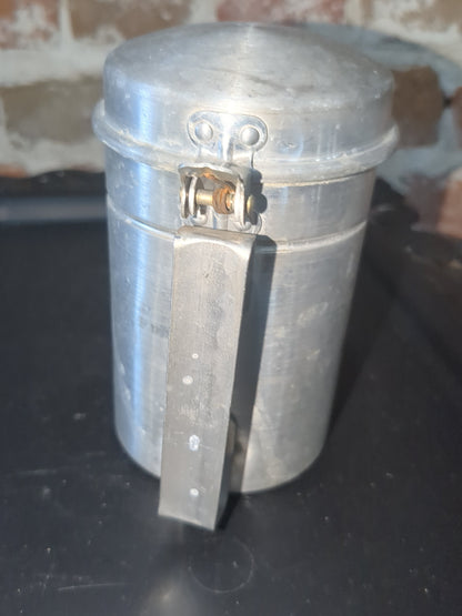 Vintage aluminum syrup pitcher with flip top lid alu891