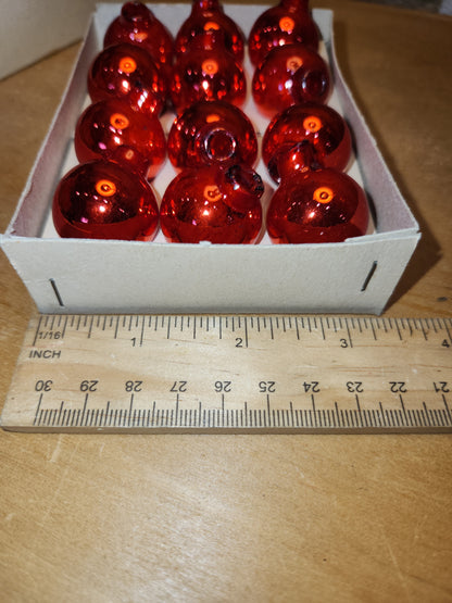 Box of Shiny Brite red ornament .98" 1" 25mm box of 12 bO01