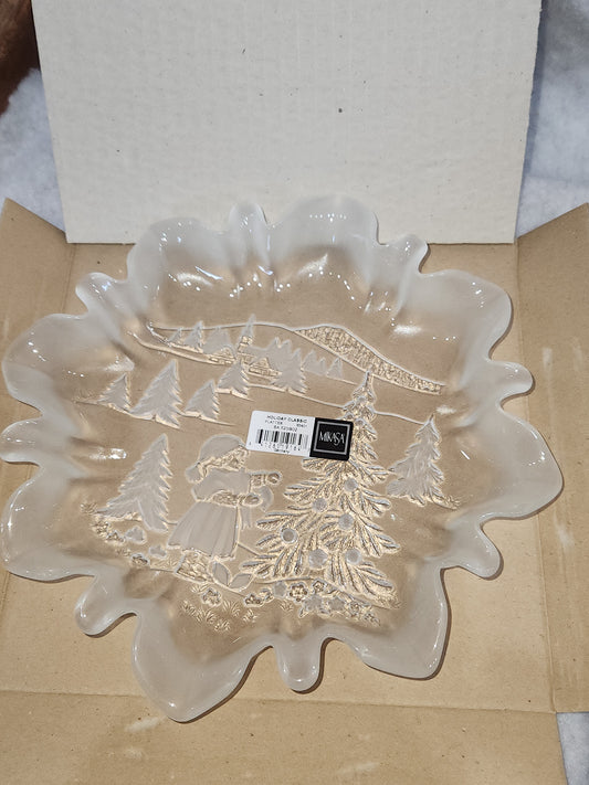 Vintage Mikasa Holiday Classics Christmas Platter Frosted  Christmas Platter NIB mk29