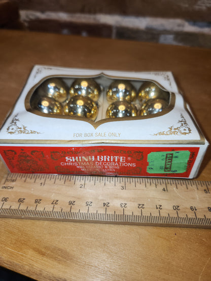 Box of Shiny Brite gold ornaments .98" 1" 25mm box of 12 bO02